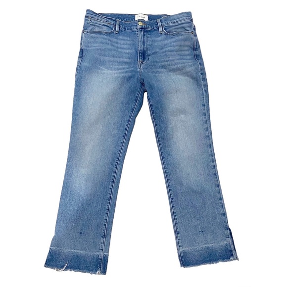 Frame Denim Le High Straight Raw Edge Side Slit in Imogen Dip Size 31 LHSTRAS204 - Picture 2 of 11